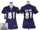 2013 Super Bowl XLVII Women NEW NFL Baltimore Ravens 81 Anquan Boldin Purple Jerseys