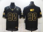 Mens Pittsburgh Steelers #90 T. J. Watt Black Gold 2020 Salute To Service