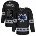 Sharks #19 Joe Thornton Black Team Logos Fashion Adidas Jersey