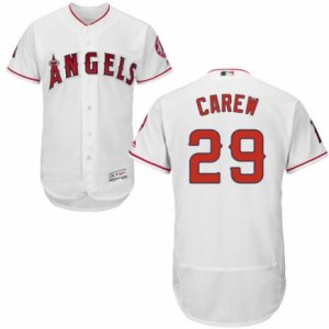 Men\'s Majestic Los Angeles Angels of Anaheim #29 Rod Carew White Flexbase Authentic Collection MLB Jersey