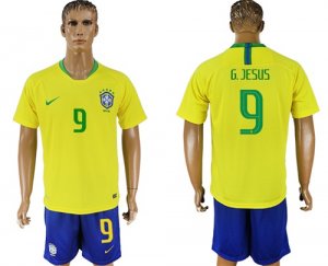 Brazil 9 G. JESUS Home 2018 FIFA World Cup Soccer Jersey