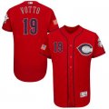 Mens Cincinnati Reds #19 Joey Votto Scarlet Stitched 2016 Fashion Stars & Stripes Flex Base Baseball Jersey