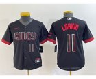 Youth Cincinnati Reds #11 Barry Larkin Number Black 2023 City Connect Cool Base Stitched Jersey2