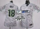 Nike Seattle Seahawks #18 Sidney Rice Zebra Super Bowl XLVIII Women NFL Elite Jersey