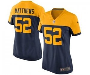 women Nike green bay packers #52 clay matthews yellow-blue jerseys