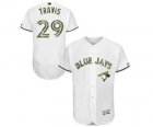 Mens Majestic Toronto Blue Jays #29 Devon Travis Authentic White 2016 Memorial Day Fashion Flex Base MLB Jersey