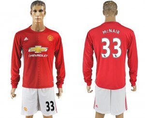 Manchester United #33 McNAIR Red Home Long Sleeves Soccer Club Jersey