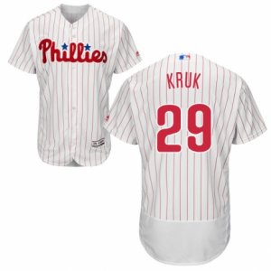 Men\'s Majestic Philadelphia Phillies #29 John Kruk White Red Strip Flexbase Authentic Collection MLB Jersey