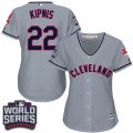 Womens Majestic Cleveland Indians #22 Jason Kipnis Authentic Grey Road 2016 World Series Bound Cool Base MLB Jersey