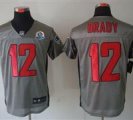 Nike Patriots #12 Tom Brady Grey Shadow With Hall of Fame 50th Patch NFL Elite Jersey