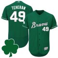 2016 Mens Atlanta Braves #49 Julio Teheran St. Patricks Day Green Celtic Flexbase Authentic Collection Jersey