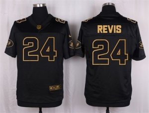 Nike New York Jets #24 Darrelle Revis Black Pro Line Gold Collection Jersey(Elite)