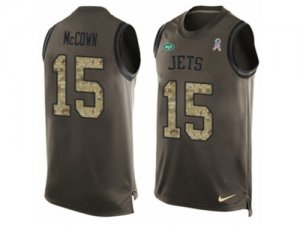 Mens Nike New York Jets #15 Josh McCown Limited Green Salute to Service Tank Top NFL Jersey