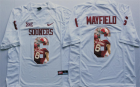 Oklahoma Sooners #6 Baker Mayfield All White Portrait Number College Jersey