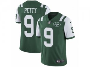 Mens Nike New York Jets #9 Bryce Petty Vapor Untouchable Limited Green Team Color NFL Jersey