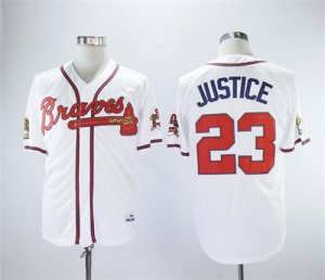 Atlanta Braves #23 David Justice White 1993 Throwback Jersey