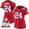 Womens Nike New England Patriots #24 Cyrus Jones Elite Red Alternate Super Bowl LI 51 NFL Jersey