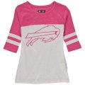 Buffalo Bills 5th & Ocean By New Era Girls Youth Jersey 34 Sleeve T-Shirt White Pink