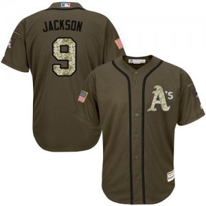 Oakland Athletics #9 Reggie Jackson Green Salute to Service Stitched Baseball Jersey