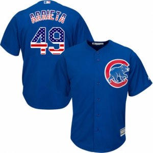 Men\'s Majestic Chicago Cubs #49 Jake Arrieta Authentic Royal Blue USA Flag Fashion MLB Jersey