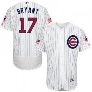 Mens Chicago Cubs #17 Kris Bryant White Stitched 2016 Fashion Stars & Stripes Flex Base Baseball Jersey