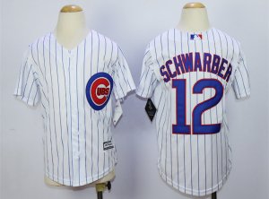 MLB Cubs #12 Kyle Schwarber White Youth Cool Base Jersey