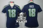 Nike Seattle Seahawks #18 Sidney Rice Steel Blue Team Color Super Bowl XLVIII Women NFL Limited Jersey