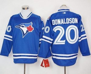 Men Toronto Blue Jays #20 Josh Donaldson Blue Long Sleeve Stitched MLB Jersey