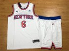 Knicks #6 Kristaps Porzingis White Nike Swingman Jersey(With Shorts)