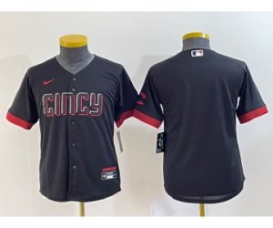 Youth Cincinnati Reds #11 Barry Larkin Black 2023 City Connect Cool Base Stitched Jersey