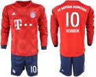 2018-19 Bayern Munich 10 ROBBEN Home Long Sleeve Soccer Jersey