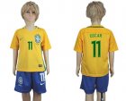 Brazil #11 Oscar Home Kid Soccer Country Jersey