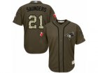 Youth Majestic Toronto Blue Jays #21 Michael Saunders Authentic Green Salute to Service MLB Jersey