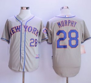 New York Mets #28 Daniel Murphy Grey Cool Base Stitched MLB Jersey