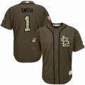 Mens Majestic St. Louis Cardinals #1 Ozzie Smith Replica Green Salute to Service MLB Jersey