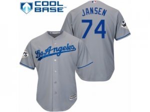 Los Angeles Dodgers #74 Kenley Jansen Replica Grey Road 2017 World Series Bound Cool Base MLB Jersey