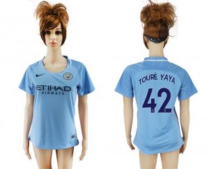 2017-18 Manchester City 42 TOURE YAYA Home Women Soccer Jersey