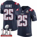 Youth Nike New England Patriots #25 Eric Rowe Limited Navy Blue Rush Super Bowl LI 51 NFL Jersey