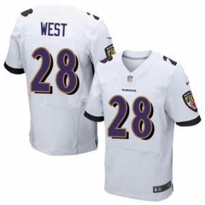 Mens Nike Baltimore Ravens #28 Terrance West Elite White NFL Jersey