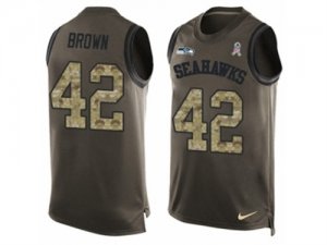 Mens Nike Seattle Seahawks #42 Arthur Brown Limited Green Salute to Service Tank Top NFL Jersey