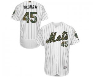 Men\'s Majestic New York Mets #45 Tug McGraw Authentic White 2016 Memorial Day Fashion Flex Base MLB Jersey