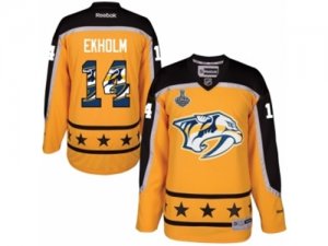 Mens Reebok Nashville Predators #14 Mattias Ekholm Authentic Gold Home 2017 Stanley Cup Final NHL Jersey New Style