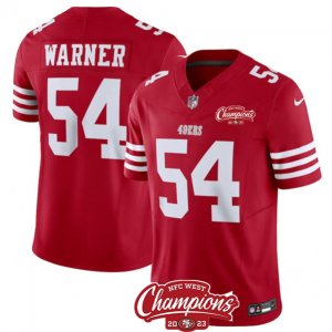 Men\'s San Francisco 49ers #54 Fred Warner Red 2023 F.U.S.E. NFC West Champions Football Stitched Jersey