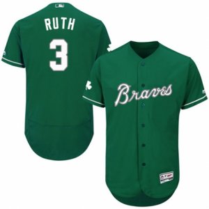 Men\'s Majestic Atlanta Braves #3 Babe Ruth Green Celtic Flexbase Authentic Collection MLB Jersey