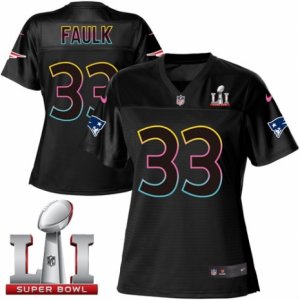 Womens Nike New England Patriots #33 Kevin Faulk Game Black Fashion Super Bowl LI 51 NFL Jersey