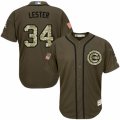 Men's Majestic Chicago Cubs #34 Jon Lester Replica Green Salute to Service MLB Jersey