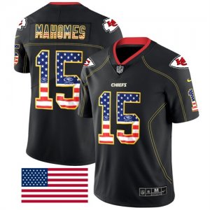 Nike Chiefs #15 Patrick Mahomes Black USA Flag Fashion Limited Jersey