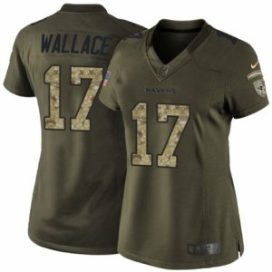 Women\'s Nike Baltimore Ravens #17 Mike Wallace Limited Green Salute to Service NFL Jersey