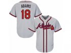 Youth Majestic Atlanta Braves #18 Matt Adams Replica Grey Road Cool Base MLB Jersey