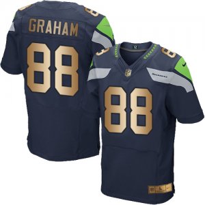 Nike Seattle Seahawks #88 Jimmy Graham Steel Blue Team Color Men\'s Stitched NFL Elite Gold Jersey